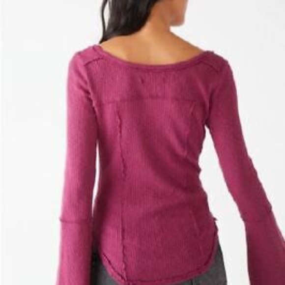 FREE PEOPLE Bell Sleeve Rib T-Shirt Fairytale - Picture 2 of 8